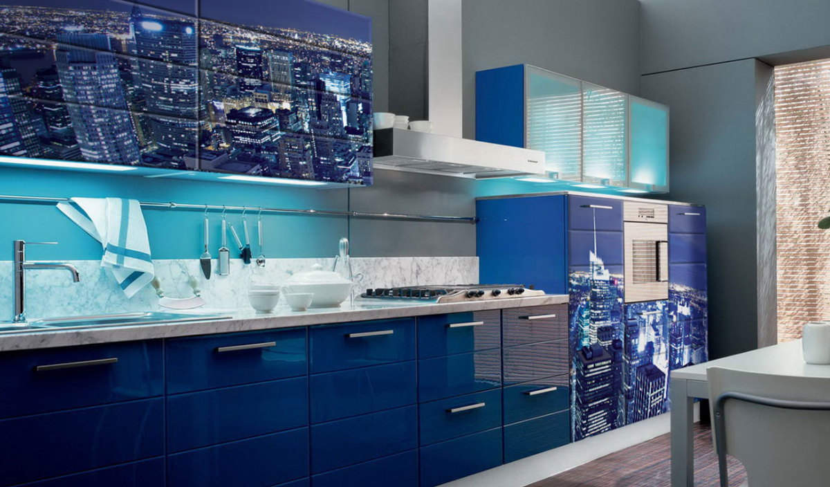 مجموعة المطبخ الأزرق