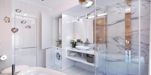Thiết kế phòng tắm công nghệ cao 6 m2.