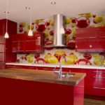الجدار جدارية المطبخ الداخلية مع لوحة حمراء زاهية