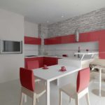 فكرة التصميم المشرق لصورة المطبخ الحمراء
