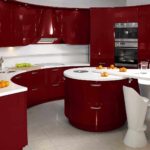 فكرة صورة مشرقة حمراء الداخلية المطبخ
