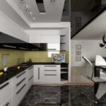 Plancher sombre dans une cuisine moderne