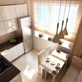 تصميم مطبخ صغير مع مجموعة زاوية