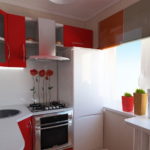 Kırmızı ve beyaz modern bir mutfak için ayarla