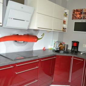Modern mutfak fotoğraf baskısı ile cam önlük