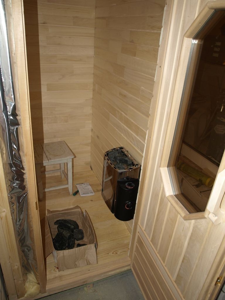 Loggia sauna içinde kompakt soba ısıtıcısı